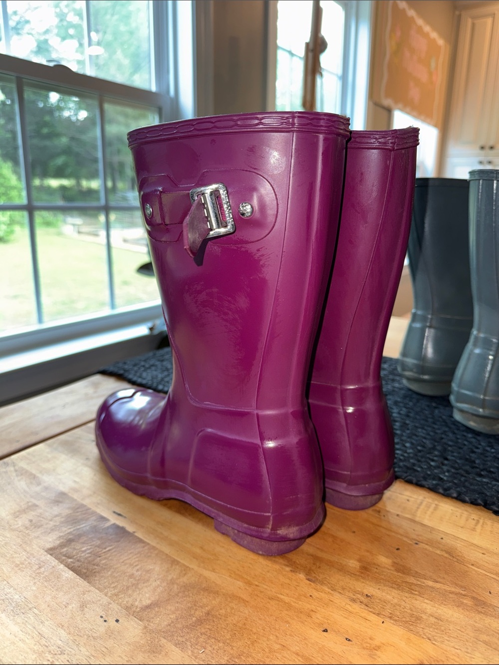 Hunter Glossy Plum Mid-Calf Rain Boots - Picture 3 of 4